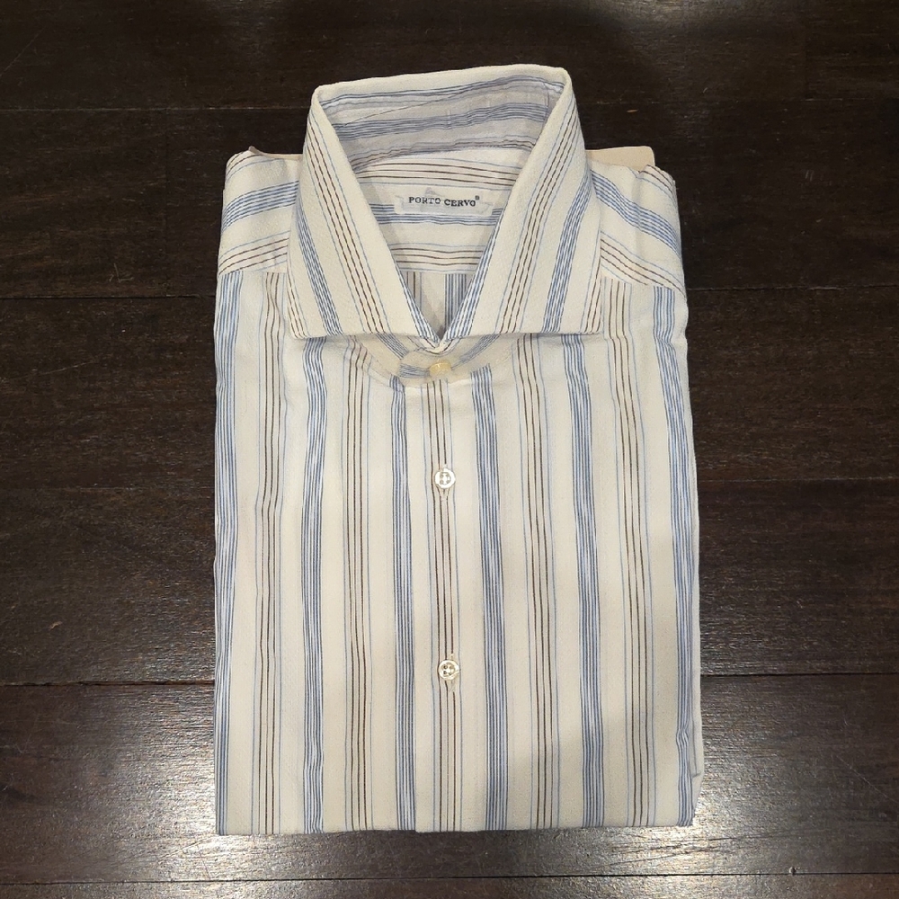 NWT MEN'S PORTO CERVO ITALIAN BUTTON DOWNNDRESS SHIRT COTTON SZ 15 3/4 $120